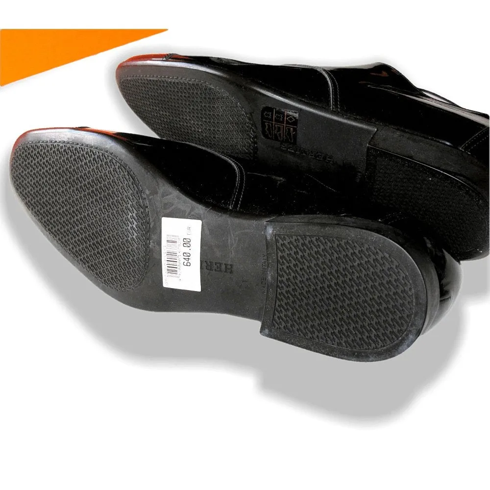 Hermes Black Patent Leather Coktail Party Wedding Men Shoes NIB!