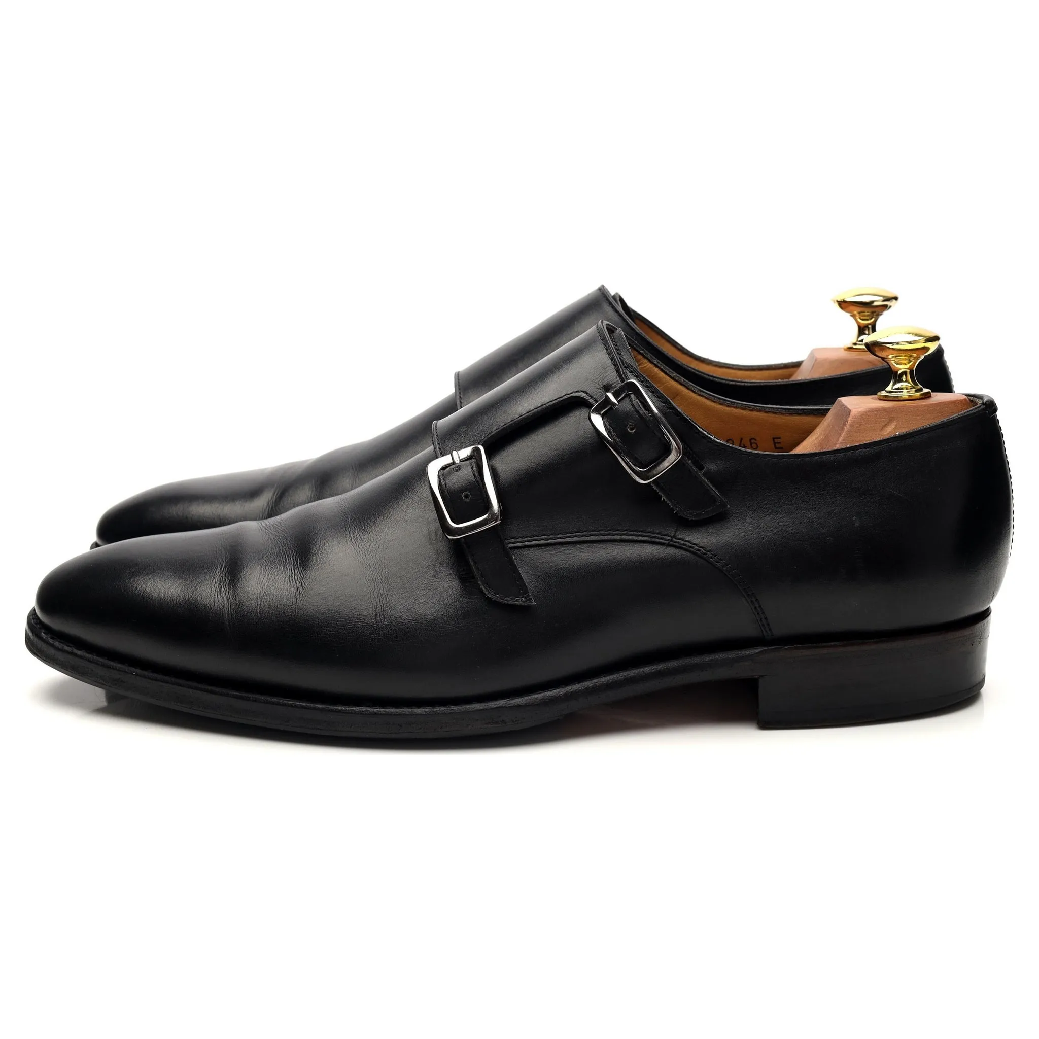 Herring '8491' Black Leather Double Monk Strap UK 8.5 E
