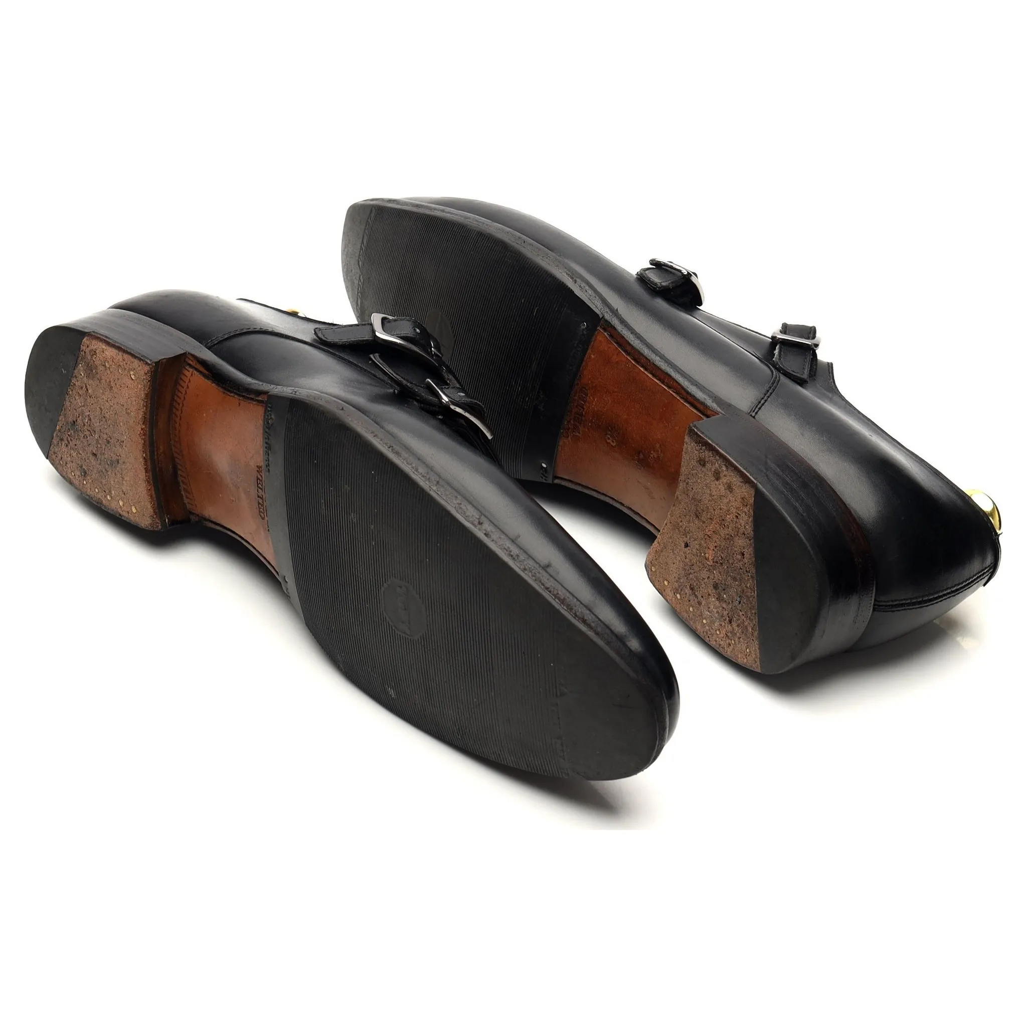 Herring '8491' Black Leather Double Monk Strap UK 8.5 E