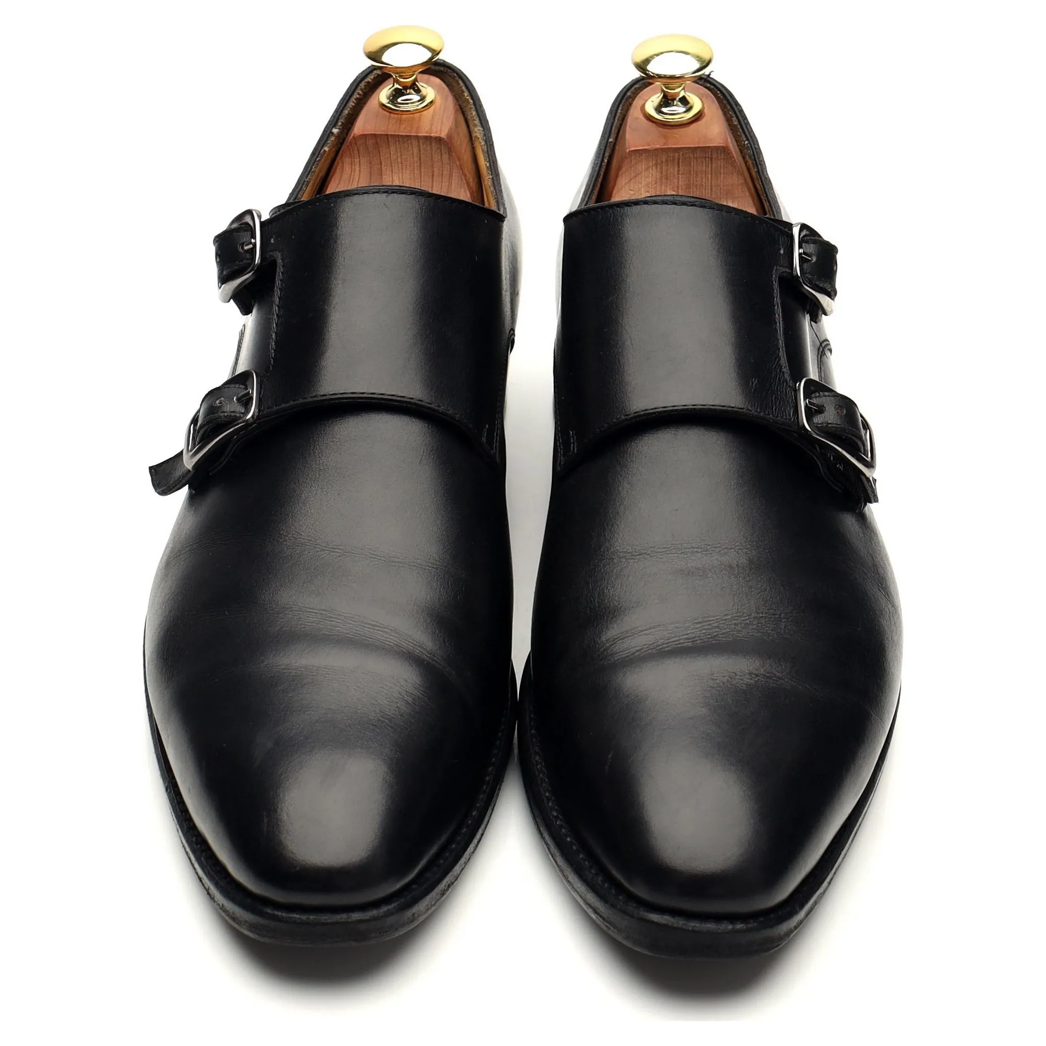 Herring '8491' Black Leather Double Monk Strap UK 8.5 E