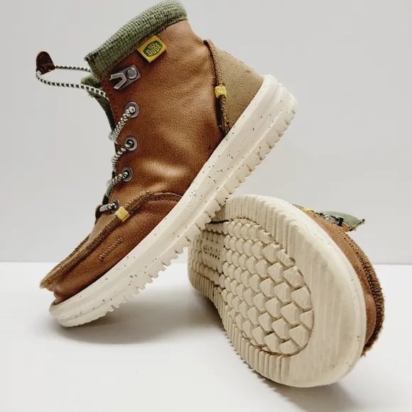 Hey Dude Bradley Brown Leather Ankle Chukka Boots Youth Size 2