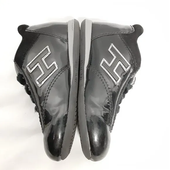 Hogan Shoes EU Size 22 Toddler Kid Child Black &amp; Silver Patent Leather