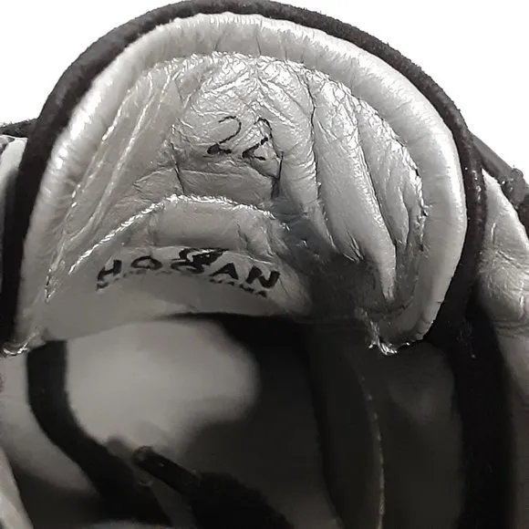 Hogan Shoes EU Size 22 Toddler Kid Child Black &amp; Silver Patent Leather