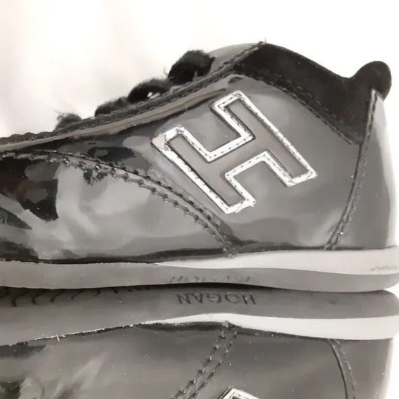 Hogan Shoes EU Size 22 Toddler Kid Child Black &amp; Silver Patent Leather