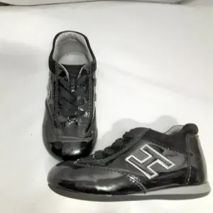 Hogan Shoes EU Size 22 Toddler Kid Child Black &amp; Silver Patent Leather