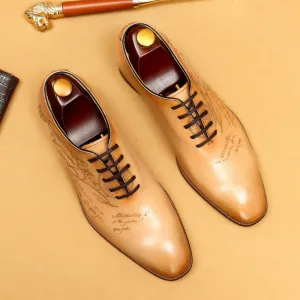 Italian Carved Leather Shoes Men's Genuine Leather England Style Business Formal Wear Pointed Cowhide Inner Handmade Oxford Shoes Oxford68883