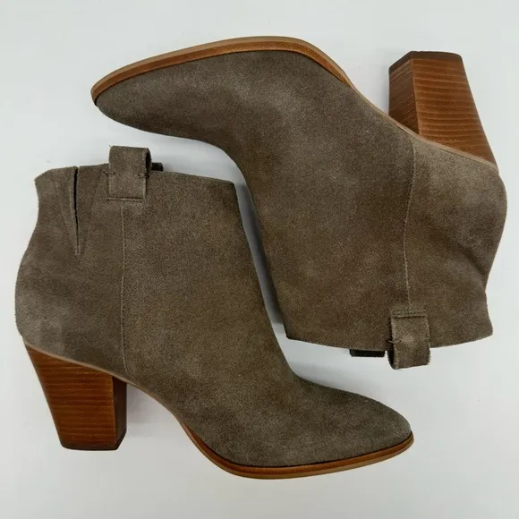 J. Crew “Eaton” Suede Leather Gray/Taupe Heeled Ankle Boots Size 8.5