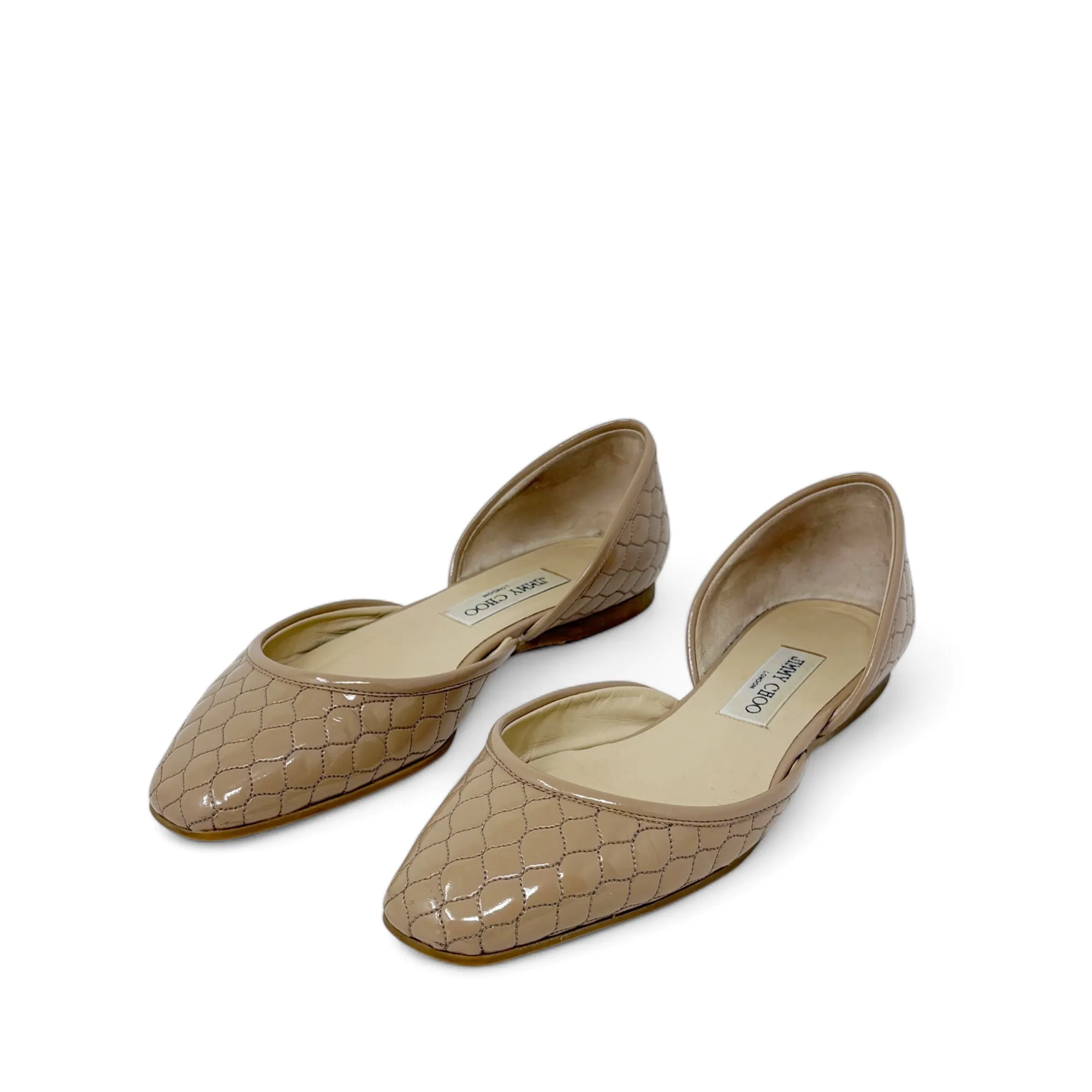 Jimmy Choo Beige Patent Ballerina Flats 39