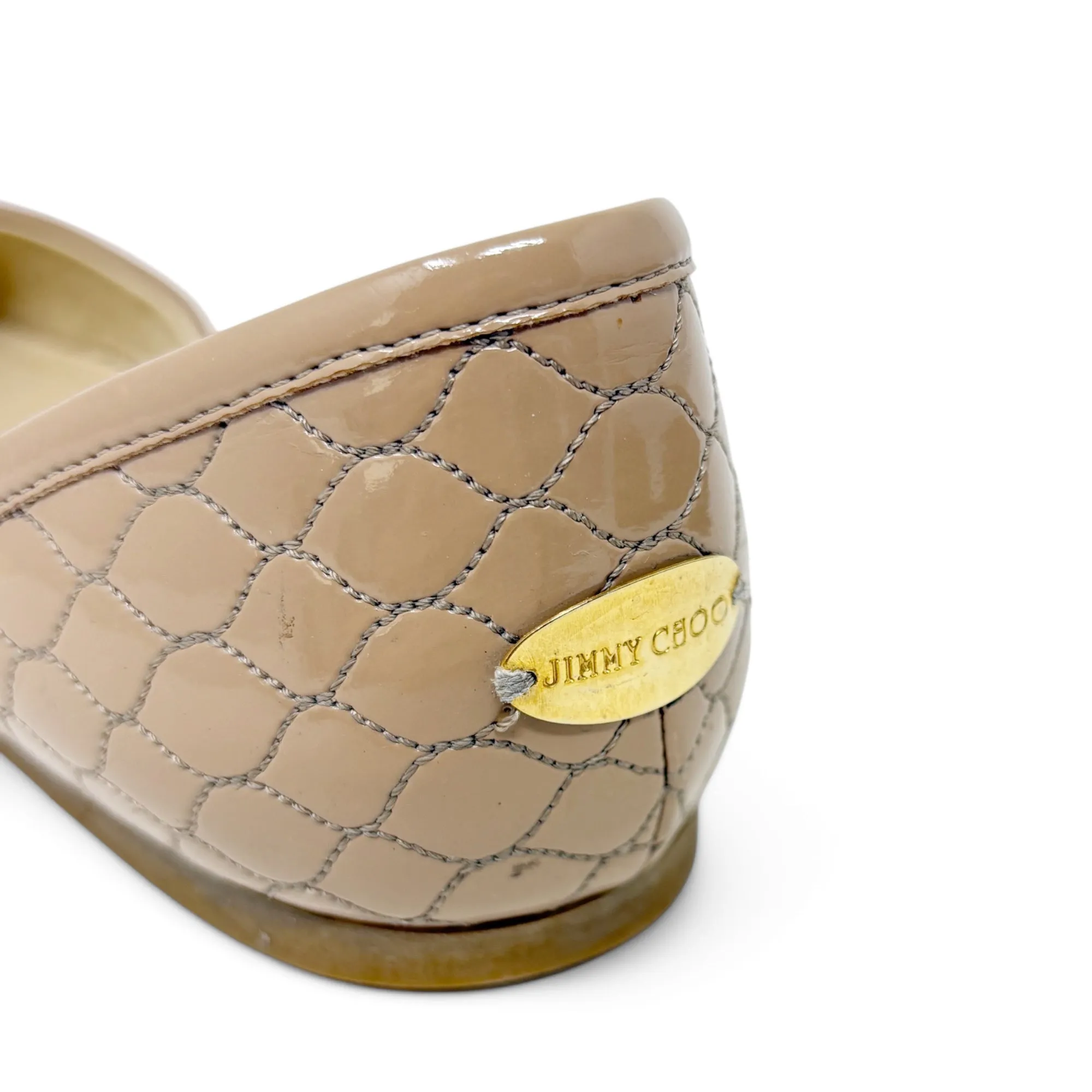 Jimmy Choo Beige Patent Ballerina Flats 39