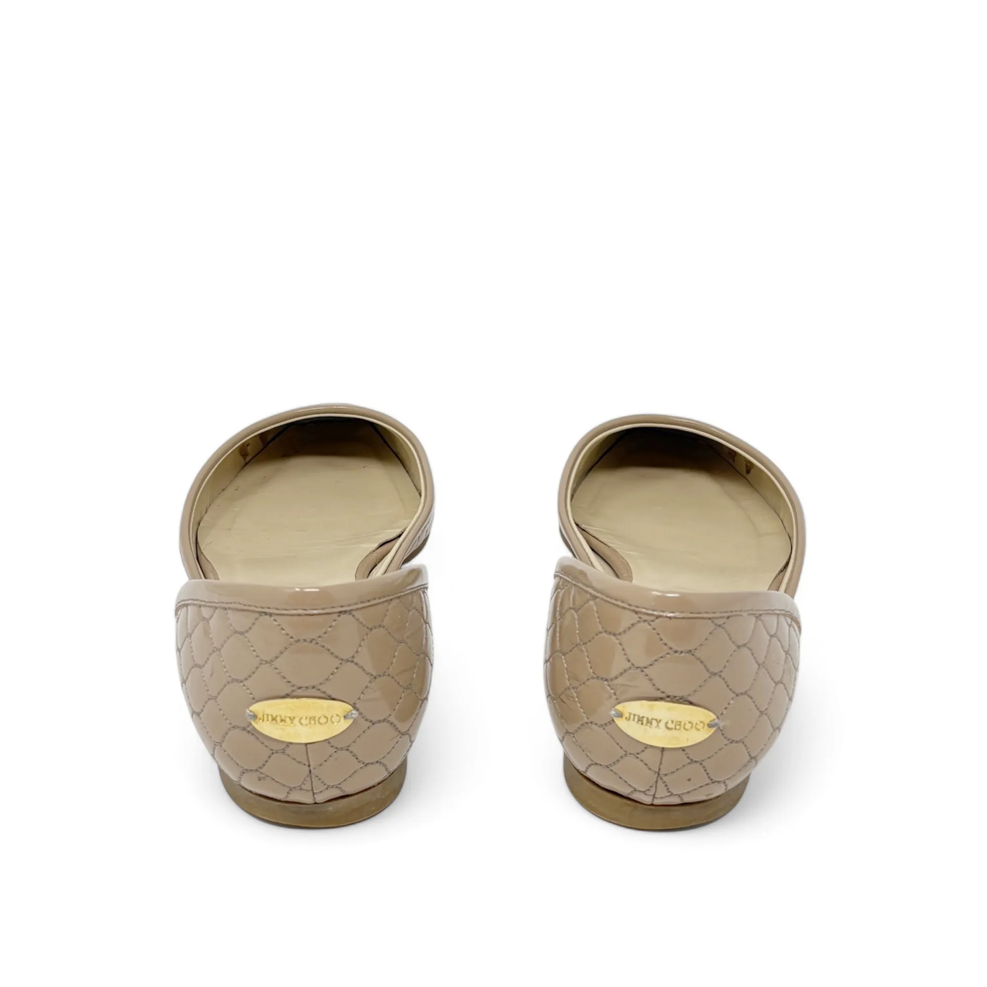 Jimmy Choo Beige Patent Ballerina Flats 39