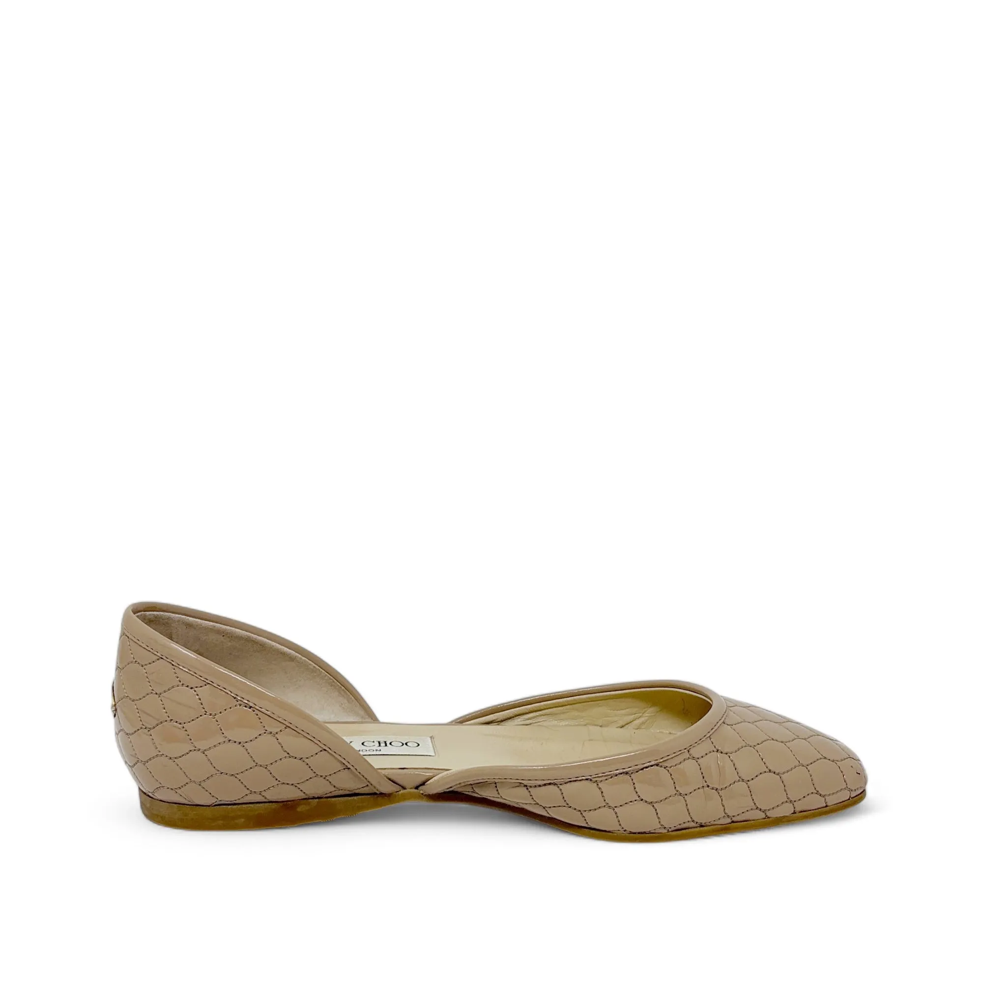 Jimmy Choo Beige Patent Ballerina Flats 39