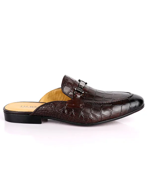 John Foster Croc Horsebit Mule | Coffee Brown