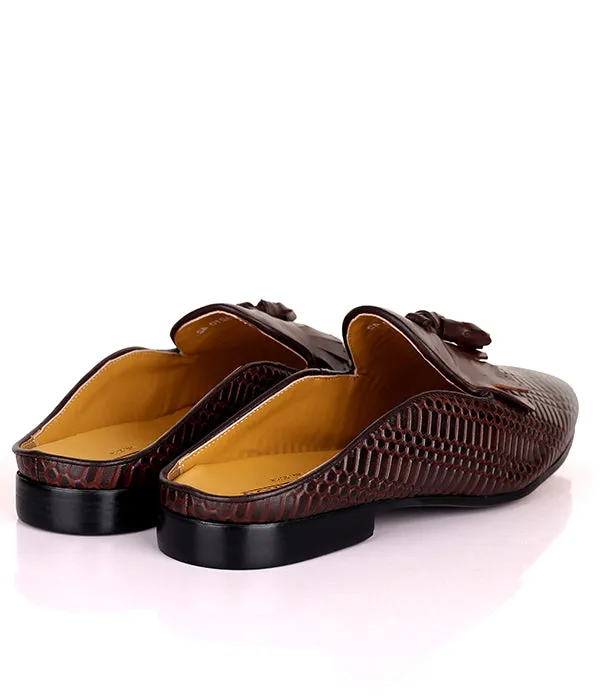 John Foster Fringe Tassel Mules|Coffee