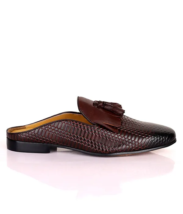 John Foster Fringe Tassel Mules|Coffee