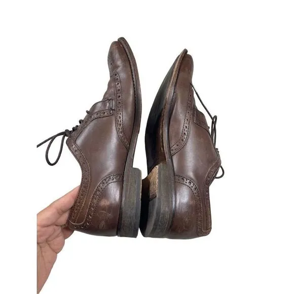 John Varvatos Star USA Men's Brown Handmade Wingtip Oxford Shoes Size 9M