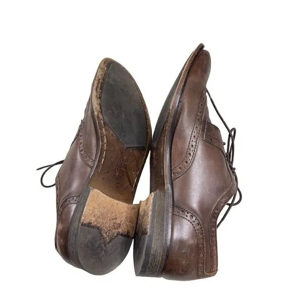 John Varvatos Star USA Men's Brown Handmade Wingtip Oxford Shoes Size 9M