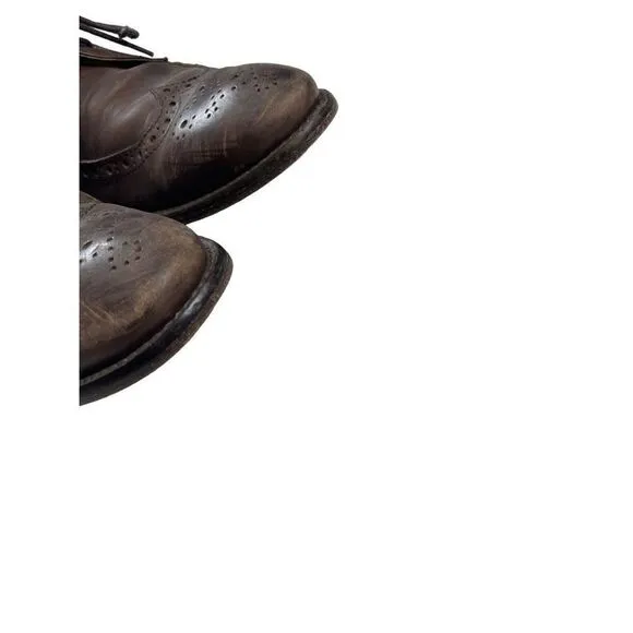 John Varvatos Star USA Men's Brown Handmade Wingtip Oxford Shoes Size 9M