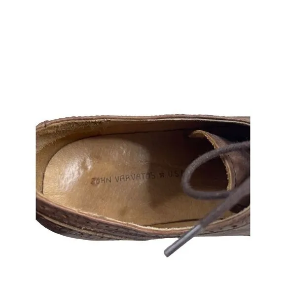 John Varvatos Star USA Men's Brown Handmade Wingtip Oxford Shoes Size 9M