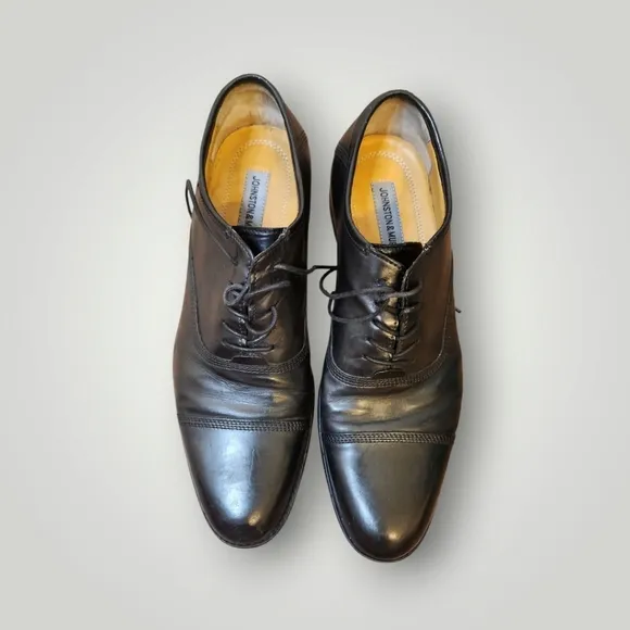 Johnston &amp; Murphy Black Leather Lace Up Dress Shoes style 15-0595 10M