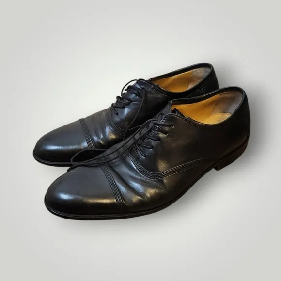 Johnston &amp; Murphy Black Leather Lace Up Dress Shoes style 15-0595 10M