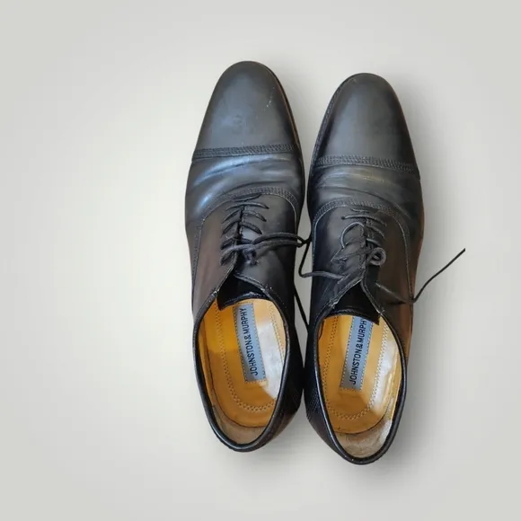 Johnston &amp; Murphy Black Leather Lace Up Dress Shoes style 15-0595 10M