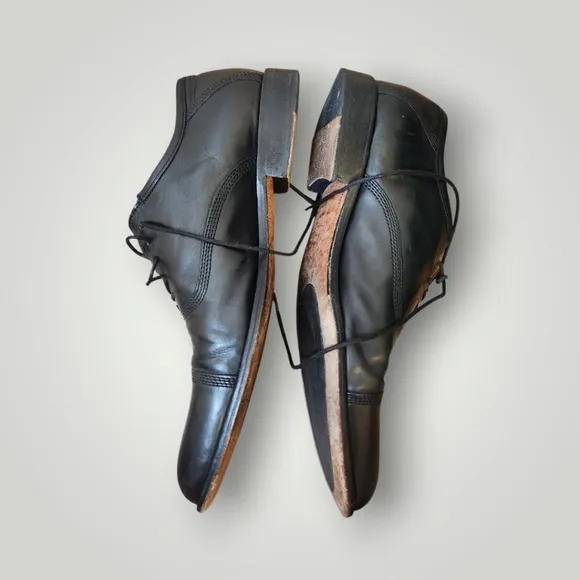 Johnston &amp; Murphy Black Leather Lace Up Dress Shoes style 15-0595 10M