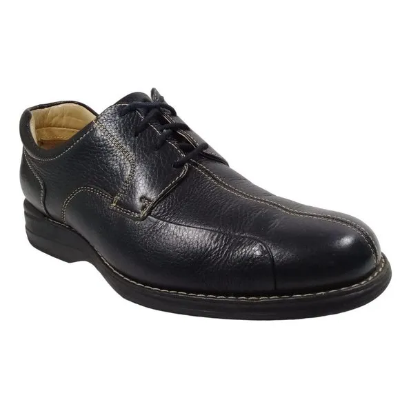 Johnston &amp; Murphy Men’s Shuler Bicycle Full-Grain Black Leather Shoes Size 8.5M