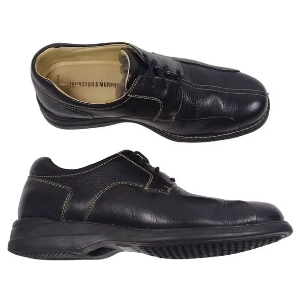 Johnston &amp; Murphy Men’s Shuler Bicycle Full-Grain Black Leather Shoes Size 8.5M
