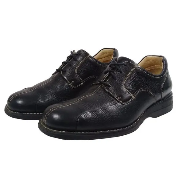 Johnston &amp; Murphy Men’s Shuler Bicycle Full-Grain Black Leather Shoes Size 8.5M