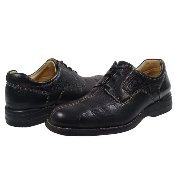 Johnston &amp; Murphy Men’s Shuler Bicycle Full-Grain Black Leather Shoes Size 8.5M