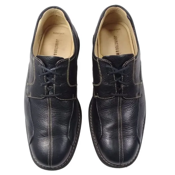 Johnston &amp; Murphy Men’s Shuler Bicycle Full-Grain Black Leather Shoes Size 8.5M