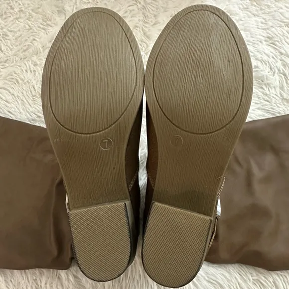Journee Collection Late Stacked Heel Mid Calf Boots In Taupe