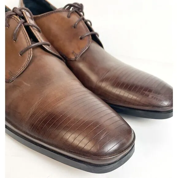Kenneth Cole Dress Shoes Mens 10 M Brown Leather Set Your Clock Derby Oxford