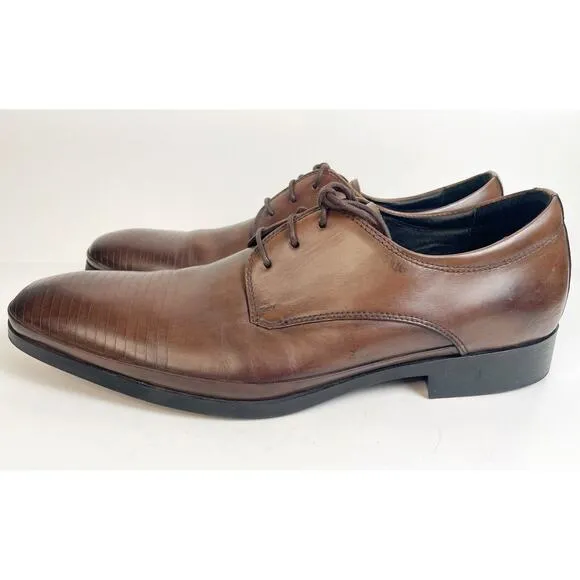 Kenneth Cole Dress Shoes Mens 10 M Brown Leather Set Your Clock Derby Oxford