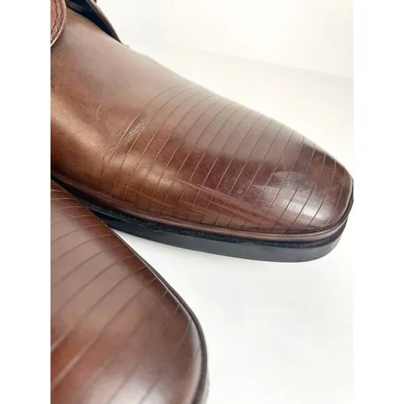 Kenneth Cole Dress Shoes Mens 10 M Brown Leather Set Your Clock Derby Oxford