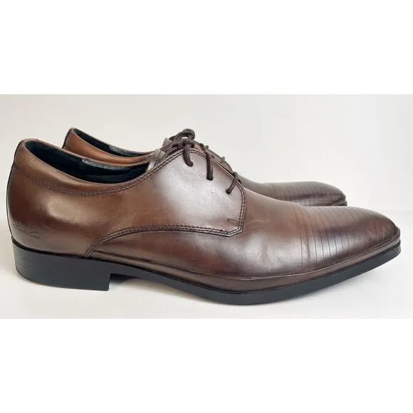 Kenneth Cole Dress Shoes Mens 10 M Brown Leather Set Your Clock Derby Oxford