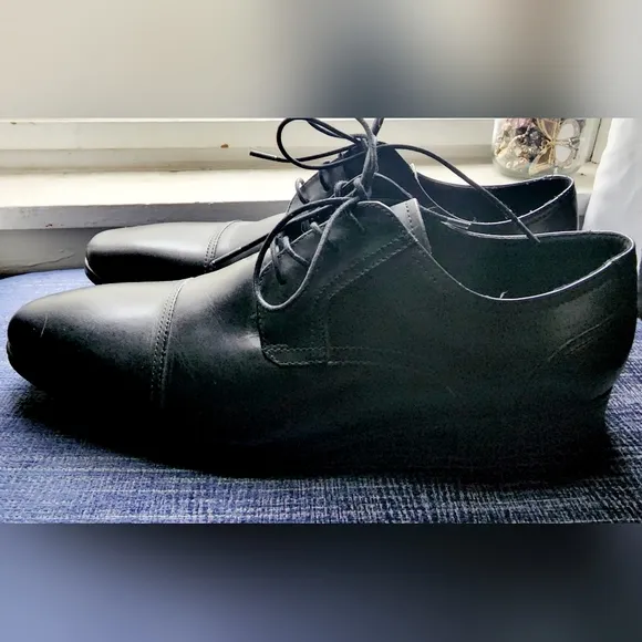 Kenneth Cole Reaction In A Min-ute 12M Black Leather Oxfords Dress Shoes Men's