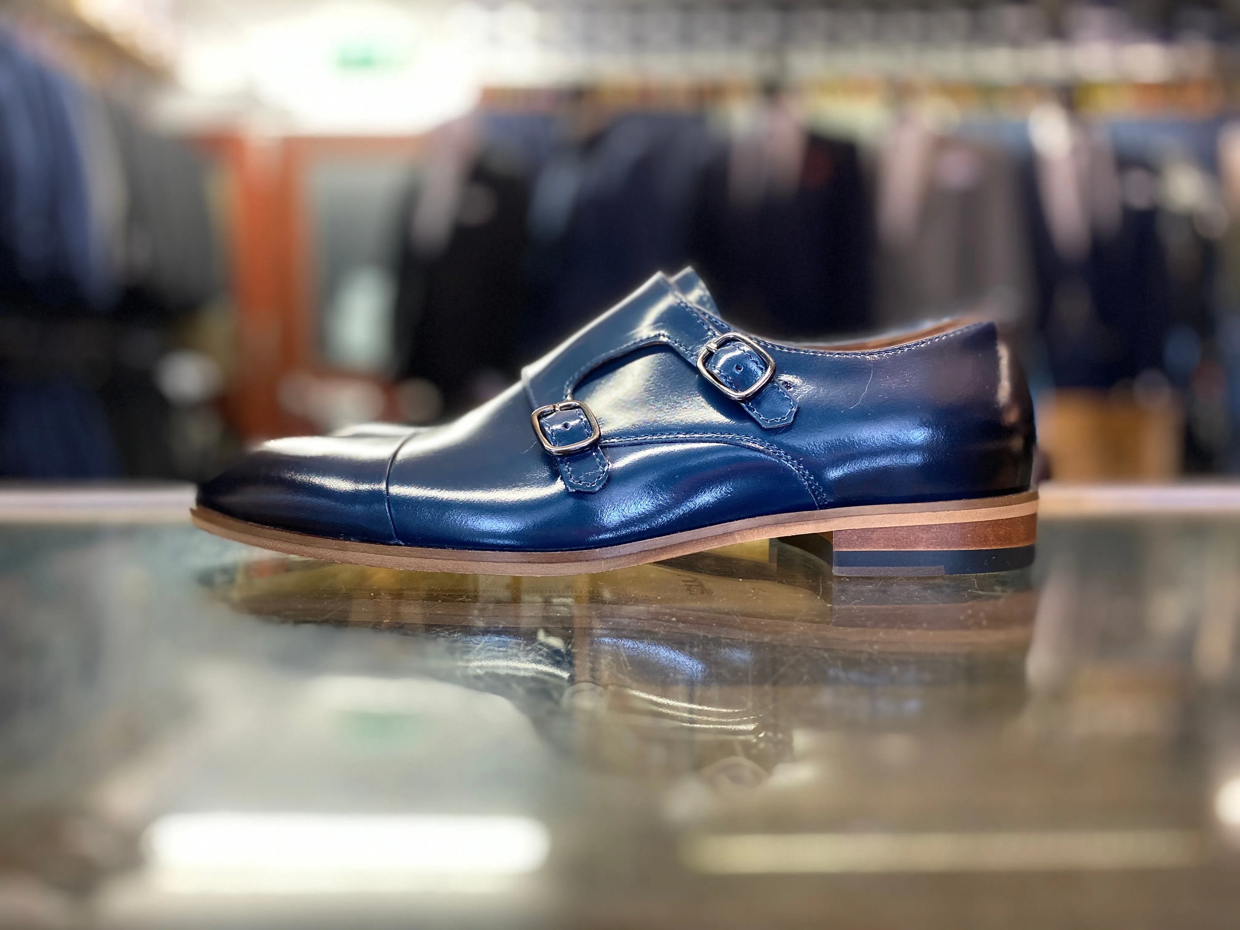 Lacuzzo Blue Patent Monk Strap