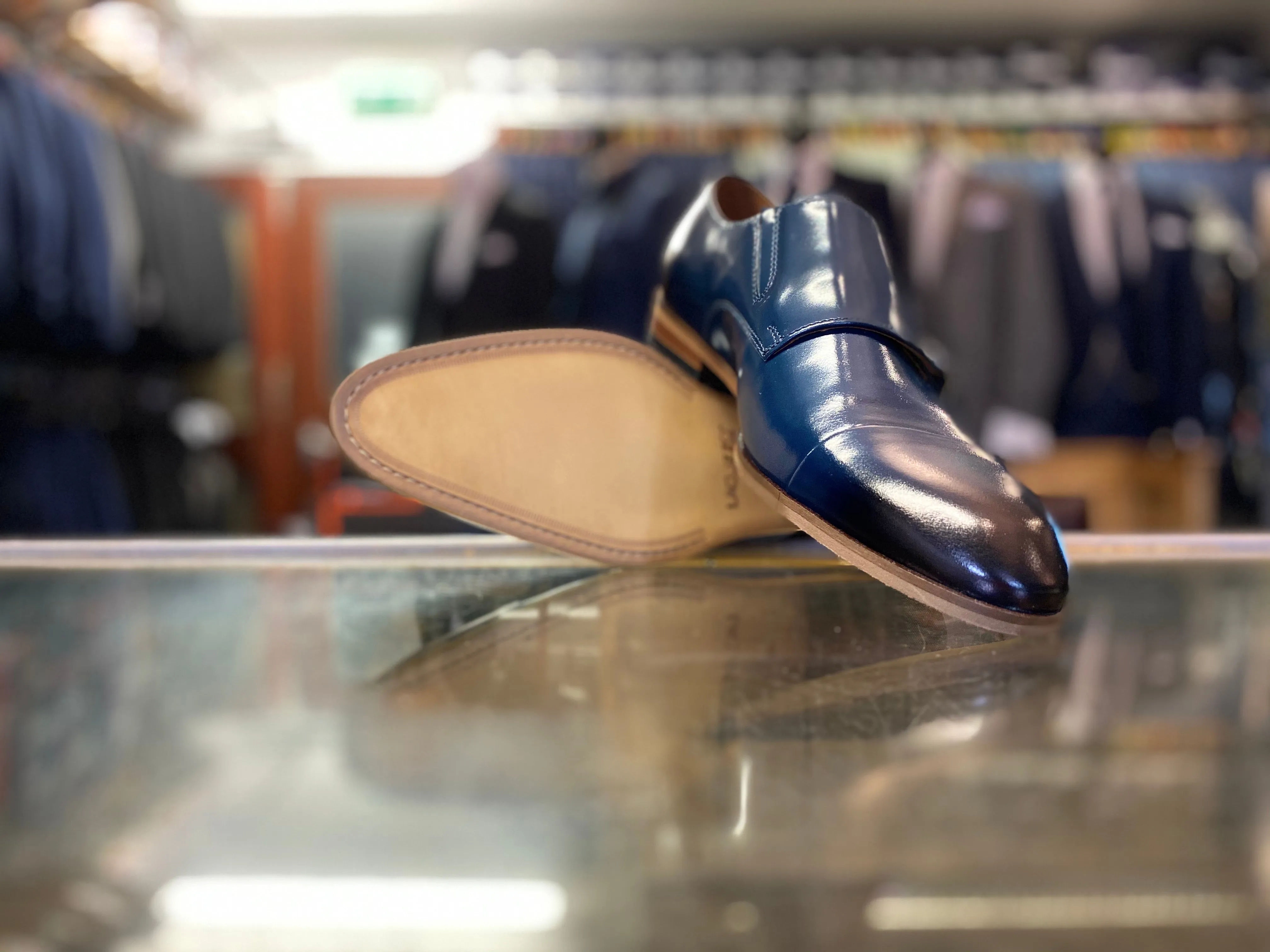 Lacuzzo Blue Patent Monk Strap