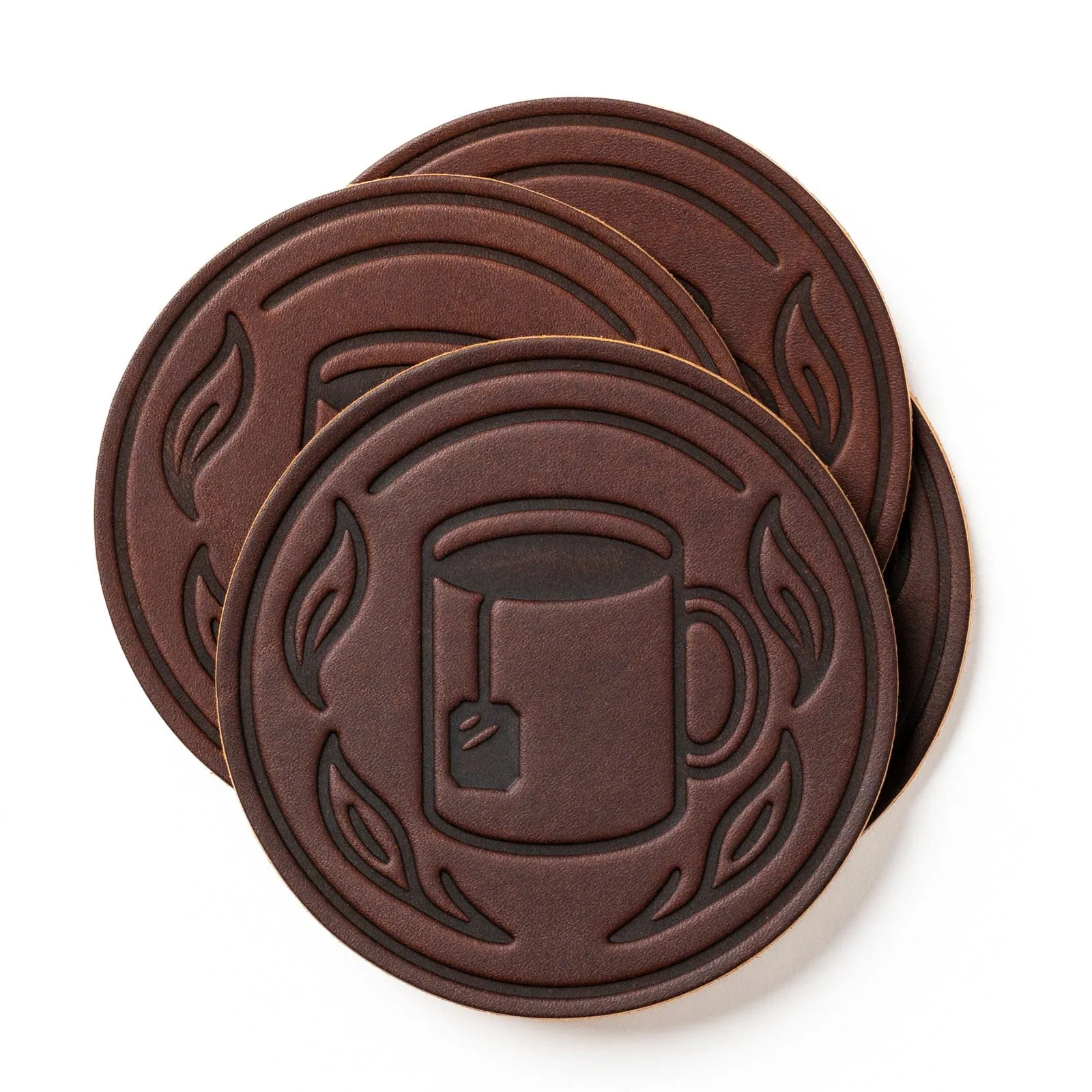 Leather Coasters 4 Pack - Tea