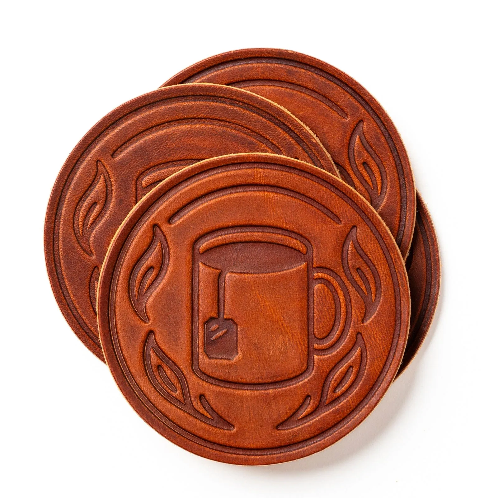 Leather Coasters 4 Pack - Tea