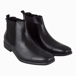 Leather High Ankle Slip On Chelsea Boots