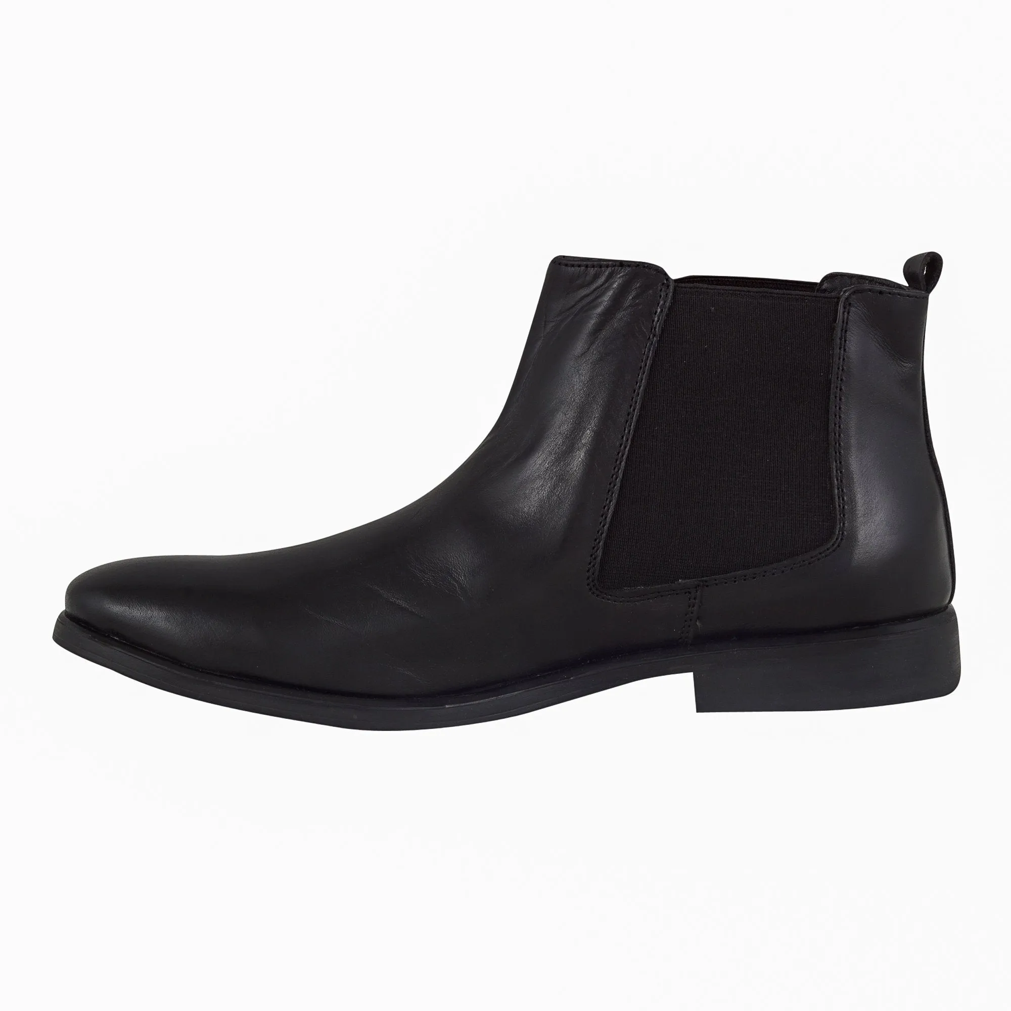 Leather High Ankle Slip On Chelsea Boots