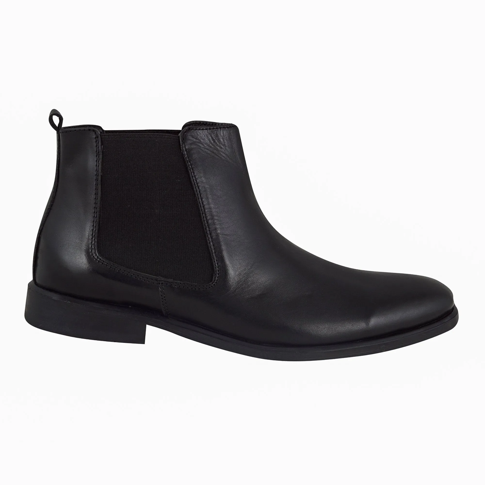 Leather High Ankle Slip On Chelsea Boots