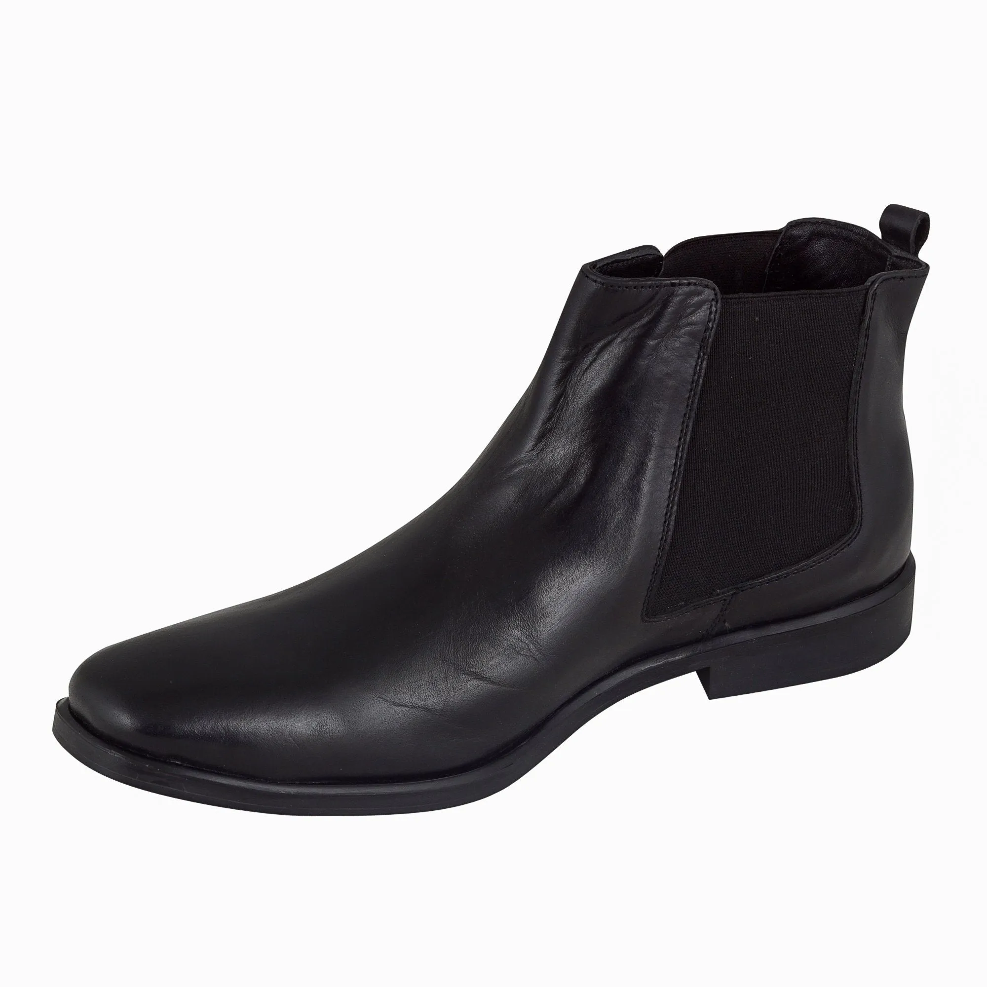 Leather High Ankle Slip On Chelsea Boots