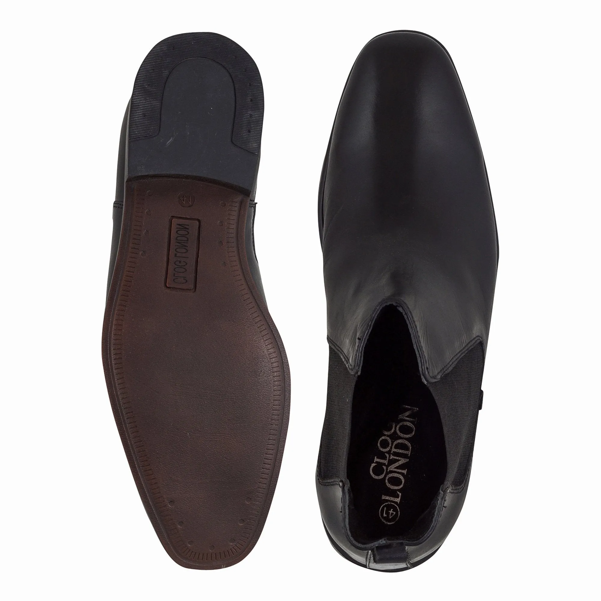 Leather High Ankle Slip On Chelsea Boots