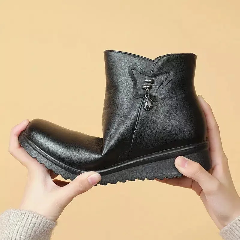 Leather orthopedic ankle boots