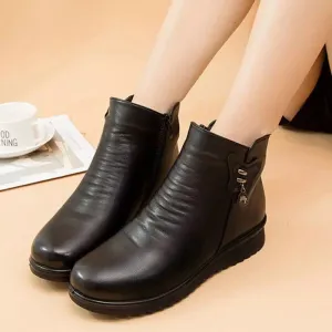 Leather orthopedic ankle boots