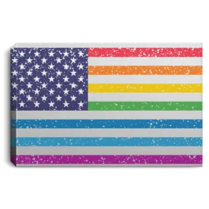 LGBTQ American Flag  Canvas .75in Frame