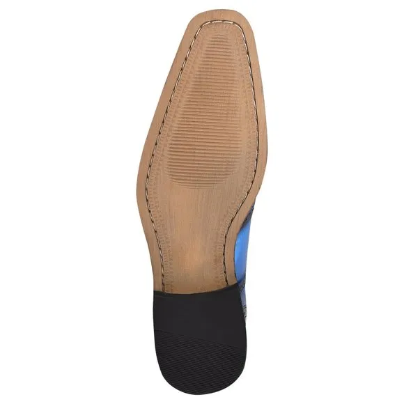 LIBERTYZENO Mens Blue Leather Oxford Style Dress Shoes
